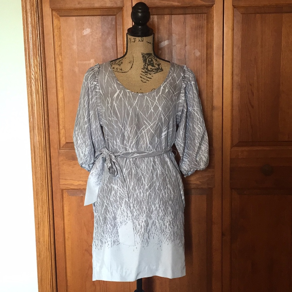 NWT gray and white silk dress